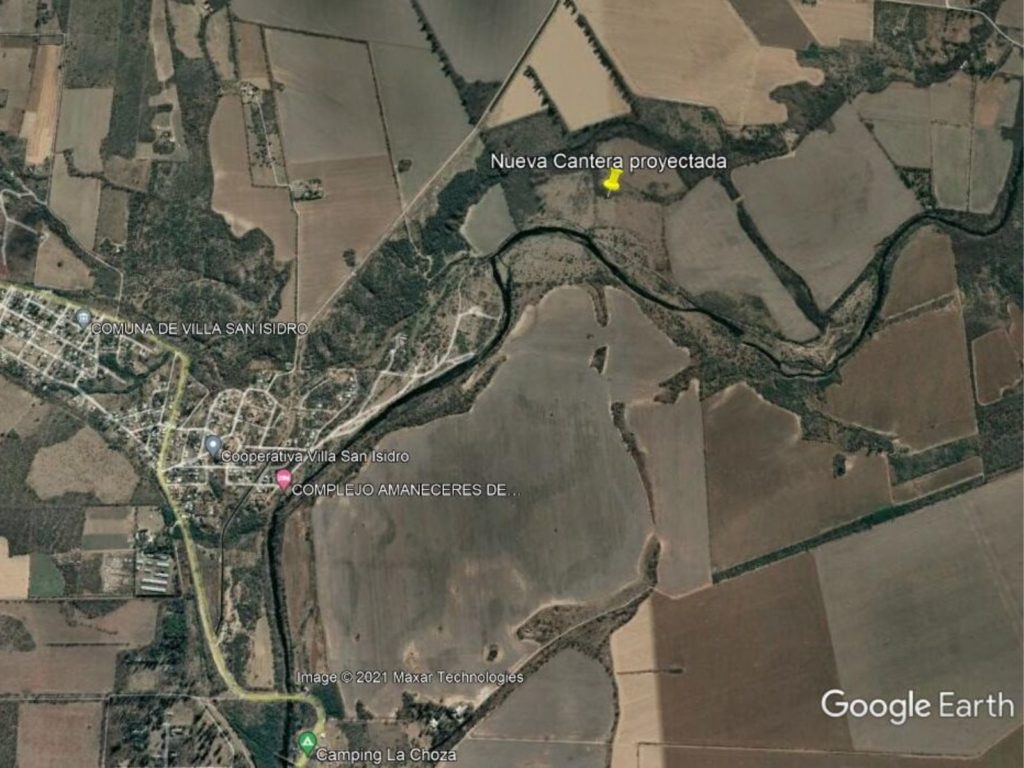 Mapa que ubica la cantera en San Isidro.