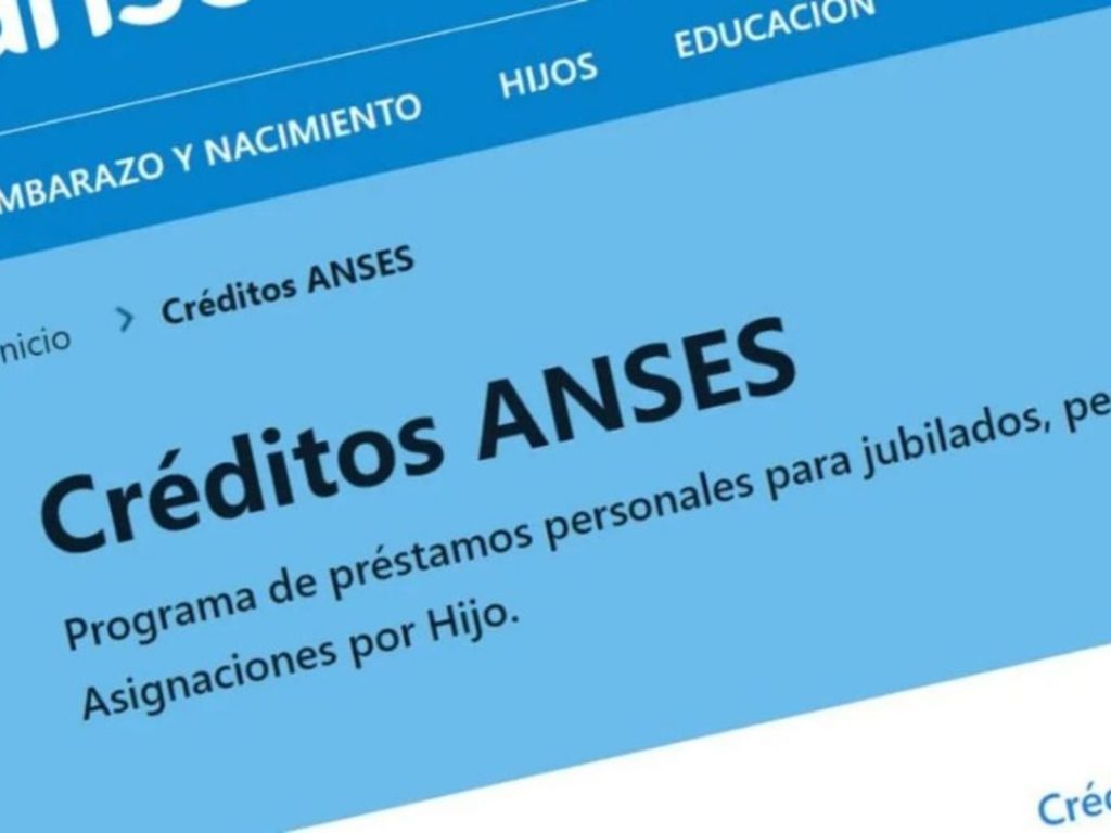 Imagen de la página de ANSES donde se otorgan los créditos para los jubilados y pensionados.