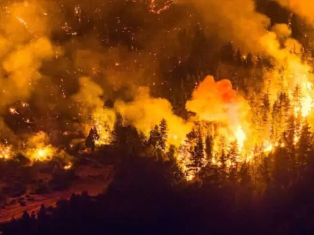 bomberos cordobeses continúan combatiendo el fuego en Chubut